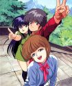 Ayukawa Madoka, Kasuga Kyosuke, and Hiyama Hikaru from Kimagure Orange Road, done for the KOR 15th anniversary. Ayukawa Madoka, Kasuga Kyosuke, and Hiyama Hikaru from Kimagure Orange Road, done for the KOR 15th anniversary.